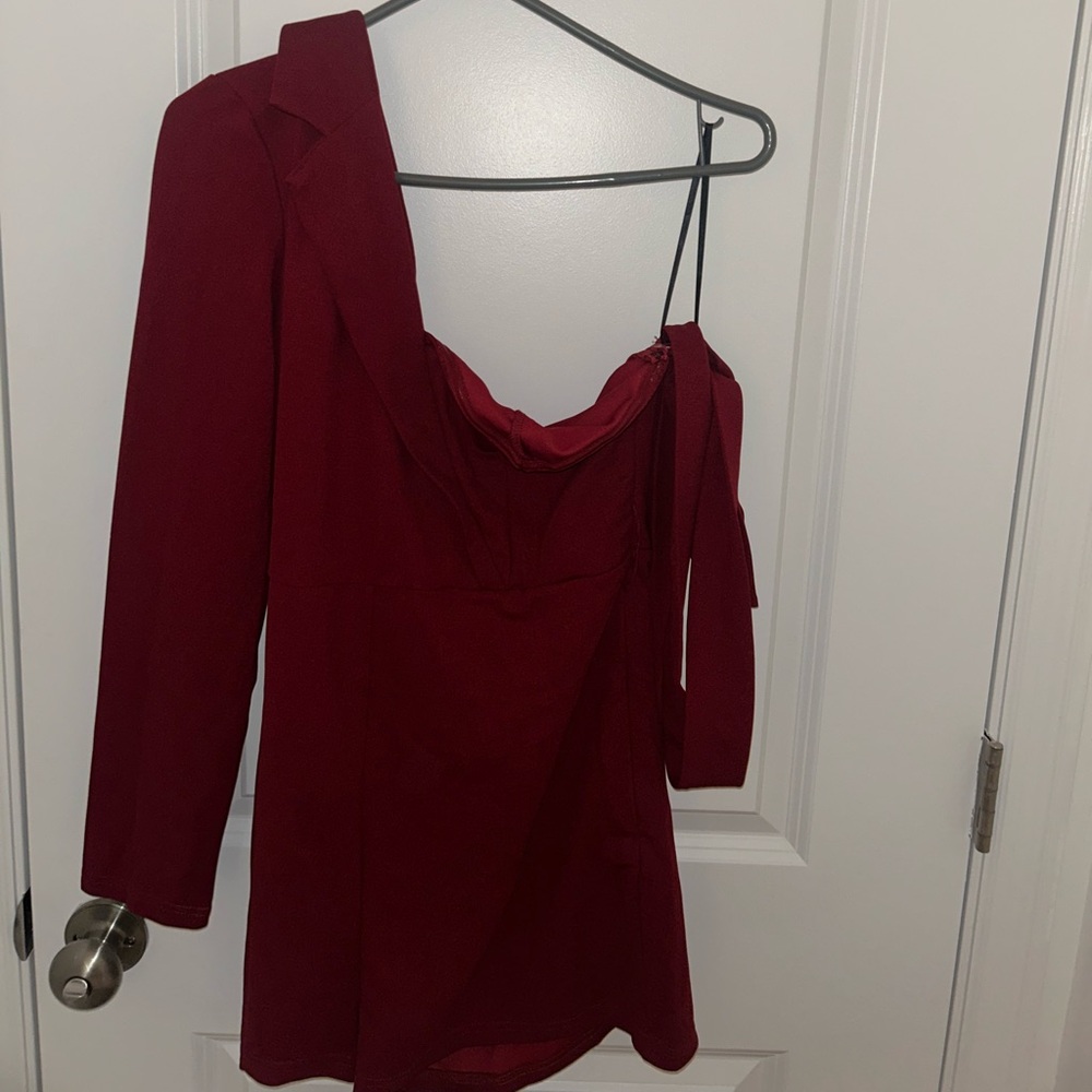 SHEIN Red Asymmetrical One-Shoulder Bodycon Dress